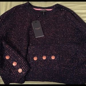 Rag & Bone navy blue/rose gold sparkly sweater